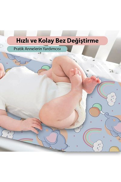 MatGo Rainbow Patterned Baby Care Pad - 35X65Cm, 2 Pieces, Waterproof and Washable