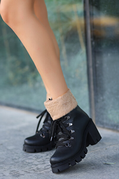 kajal ayakkabı YCN 531 Platform Topuk Kürklü Bot