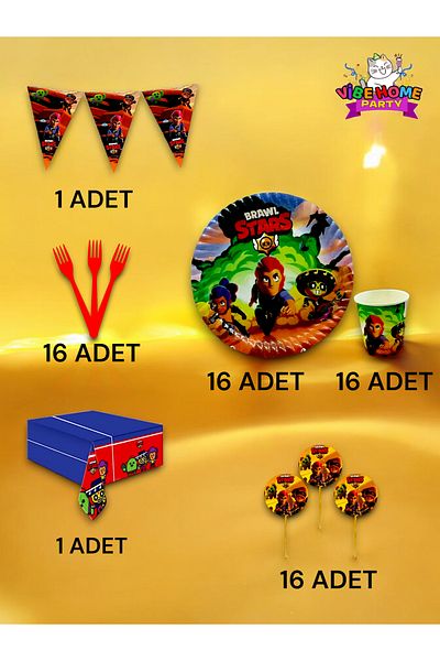 VibeHome Brawlstars Themed Premium Set for 16 - Birthday Party and Fun Events
