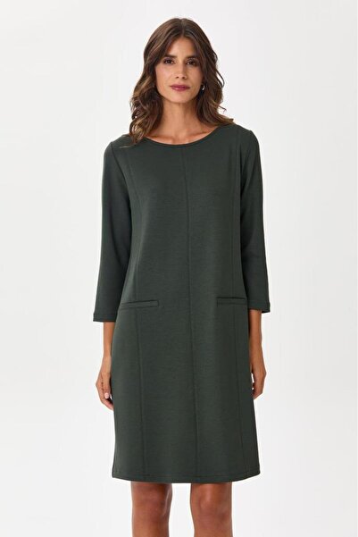 İKİLER Yuvarlak Yaka Süs Cepli Elbise 245-2503