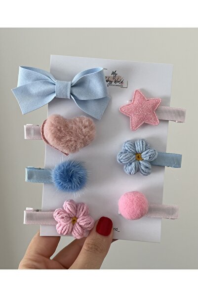 my baby’s world bebek çocuk mağzası Pembe ve Mavi renk karışık klips set