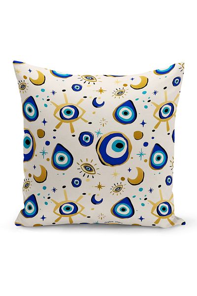 Bertille Home Husă de pernă Seria Evil Eye imprimată digital pe două fețe (Husă de pernă pentru ochi Evil)