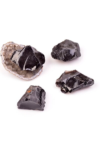 DOĞAL TAŞ CENNETİ Siyah Obsidyen Taşı Ham Kütle