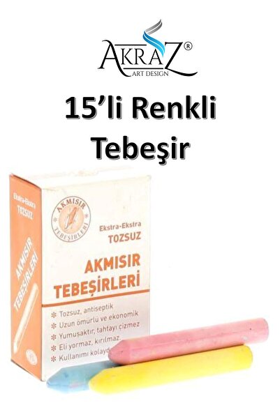 Akraz Art Design Renkli Tebeşir 15'li Set tozsuz