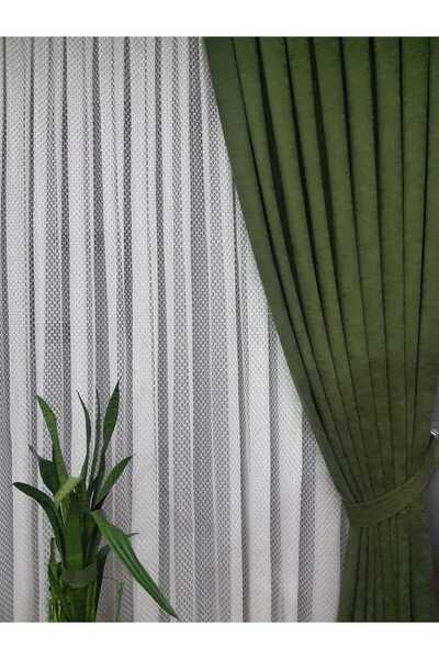 Karesi Πράσινη κουρτίνα από χλοοποιότητα χωρίς πλισέ, επικάλυψη επικάλυψης, μονόφυλλο 9198