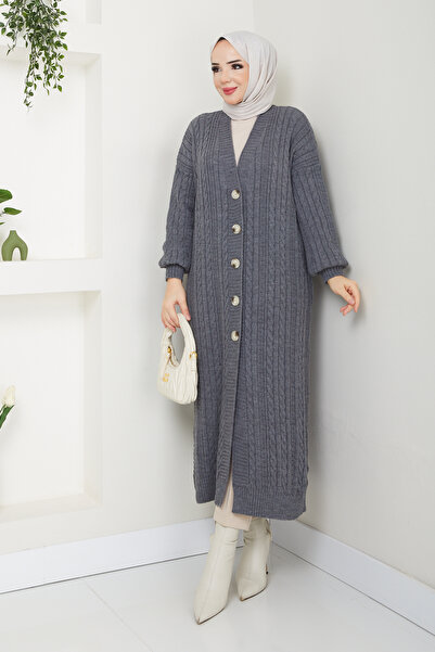 Pamuk Butik Γυναικεία Ζακέτα Πλεκτή Αλυσίδα Ολόσωμη