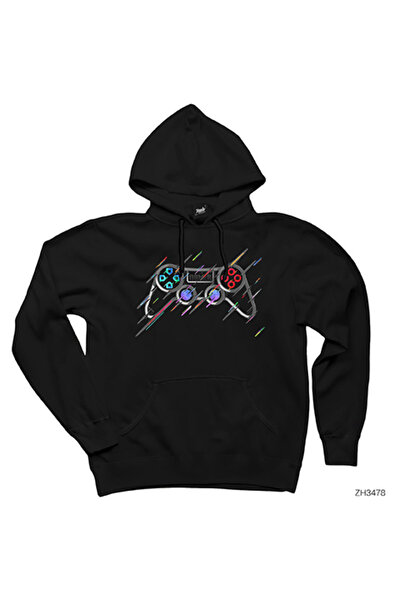 WAKHA Game Controller Black Hooded Sweatshirt Hoodie