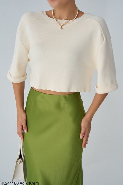 Aten Ecru Knitted Crop Sweater