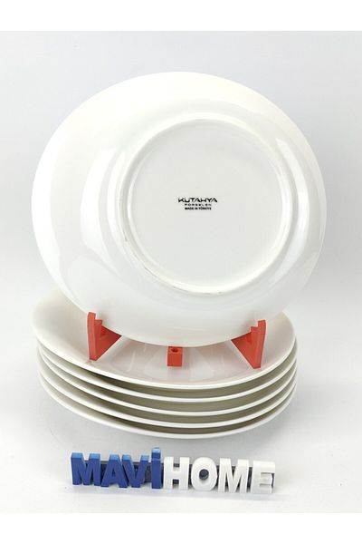 Kütahya Porselen 21 cm Cream Porcelain Bonnet Rosa Series - Set of 6 Dessert Plates