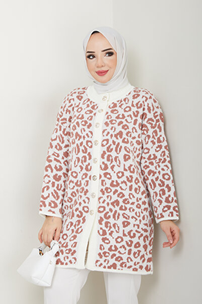 Pamuk Butik Kadın Leopar Triko Hırka