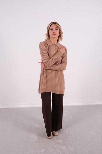 Mole İstanbul Plus Size Collar Detailed Stylish Tunic