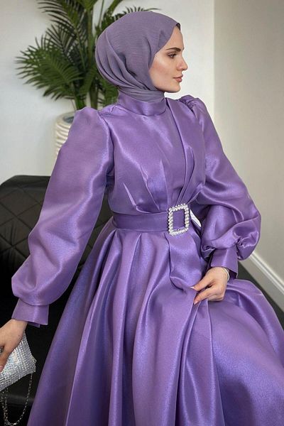 MERVEN AKYÜZ Rochie de seara din tafta Cleopatra liliac