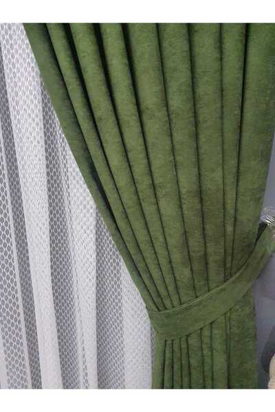 Karesi Πράσινη κουρτίνα από χλοοποιότητα χωρίς πλισέ, επικάλυψη επικάλυψης, μονόφυλλο 9198