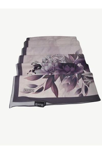 PİRAMİT Chain Square Twill Floral Patterned Shawl
