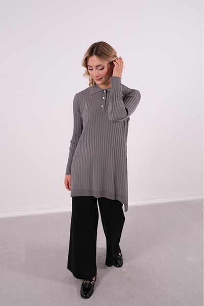 Mole İstanbul Plus Size Collar Detailed Stylish Tunic