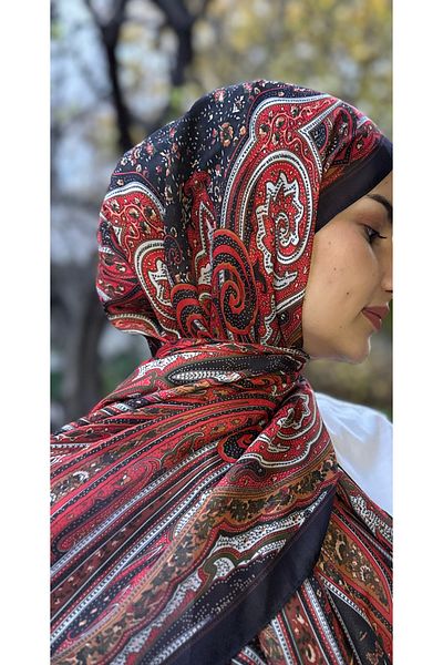 shalby Red Cotton Soft Hijab Gardenia Shawl