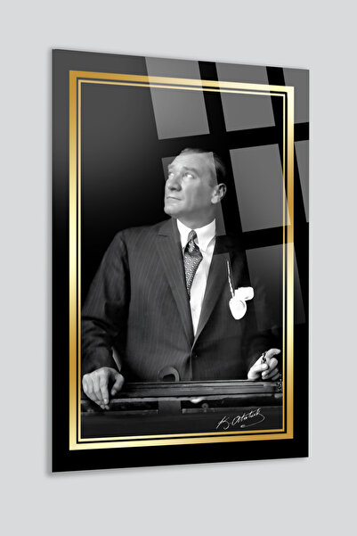 TAULART ATATÜRK KIRILMAZ LÜKS CAM TABLO EV OFİS İŞ YERİ HEDİRYESİ TEMPERLİ CAM TABLO