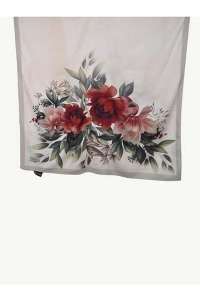 PİRAMİT Chain Square Twill Floral Patterned Shawl