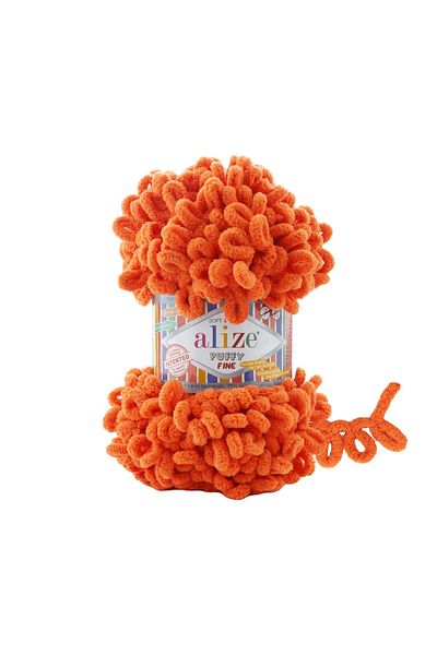 Alize 5'λι Πακέτο Puffy Fine Βαμβακερού Νήματος Χειροποίητης Πλέξης - Πορτοκάλι 06