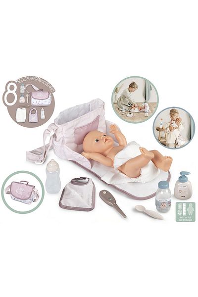 Smoby Gentuta de infasat pentru papusa Smoby Baby Nurse Changing Bag crem cu accesorii