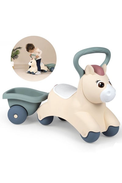 Smoby Masinuta de impins Smoby Pony cu remorca