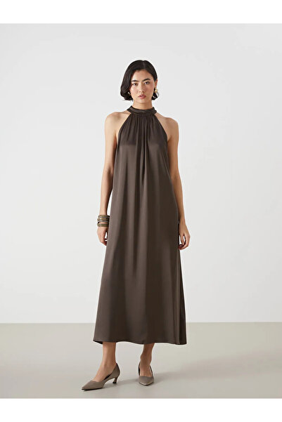LC Waikiki Lcw Vision Brown Women's Halter Neck Straight Dress