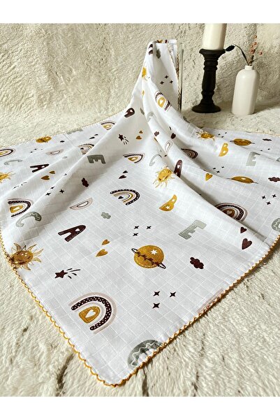 MASALBABY Multi-Purpose Muslin Blanket 80x90 Cm Newborn&Baby&Child Rainbow Lettered Sunny Muslin Cloth&Blanket