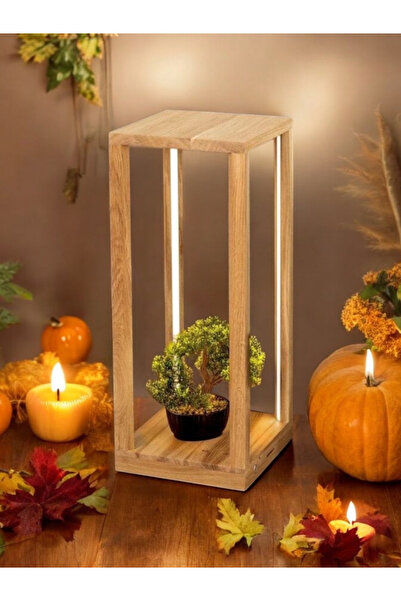 Genel Markalar Lambader Sehpa Zigon Doğal Ahşap Dekoratif Lamba