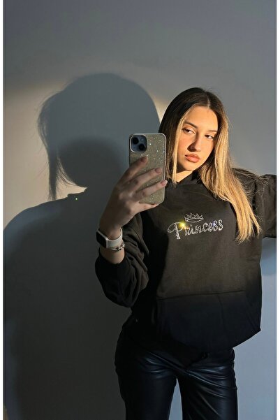 Violon Μαύρη κουκούλα Princess Glittery Stone Unisex 3 νήματα ράστερ χειμεριν...