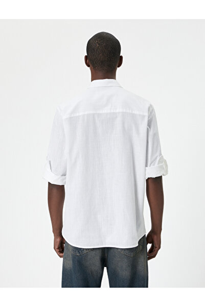 Koton Cămașă cu aspect de in, cu mâneci lungi cu nasturi