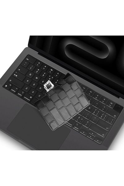 Nezih Case Apple Macbook Pro 14 بوصة M3/M3 Pro/M3 Max A2992 A2918 متوافق مع لوحة المفاتيح التركية Q واقي لوحة المفاتيح باللون الأسود