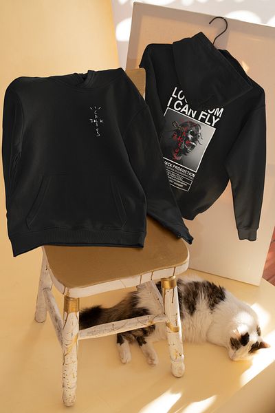 macklin Unisex Women Men Travis Scott Dark Front Back Printed Custom Design Printed Hooded Sweatshirt