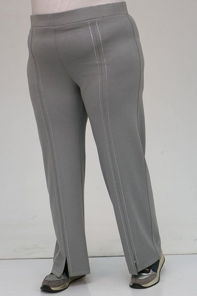 Eslina 49024 Plus Size Stone Detailed Osyho Pants - Gray