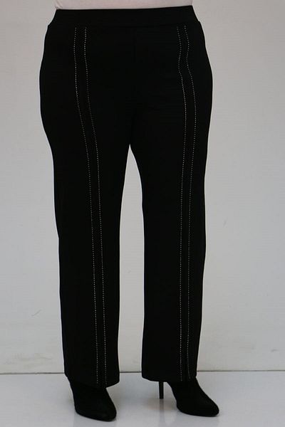 Eslina 49024 Plus Size Stone Detailed Osyho Pants - Black