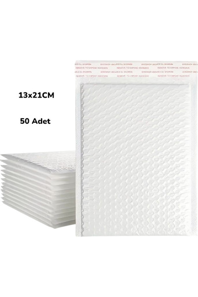 RubaTrend Beyaz Sedefli Balonlu Kargo Poşeti 13 X 21 + 4 cm 50 Adet