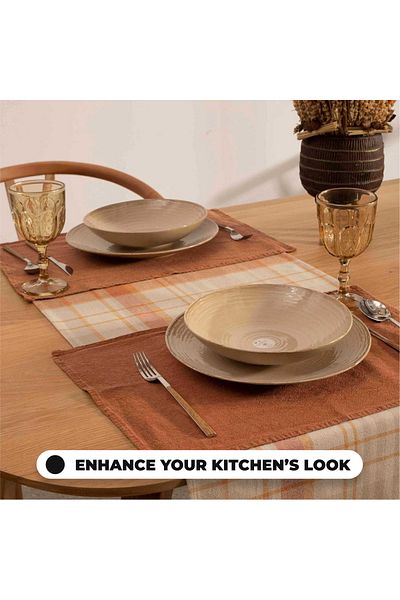 Myhome Country Koşucu, Yemek masası için Masa Koşucusu, Masa Aksesuarları, Keten, Pamuk, Polyester, Lo