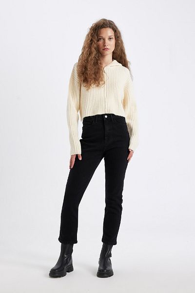 DeFacto Regular Fit Hooded Zippered Knitwear Cardigan C7335Ax24Wn