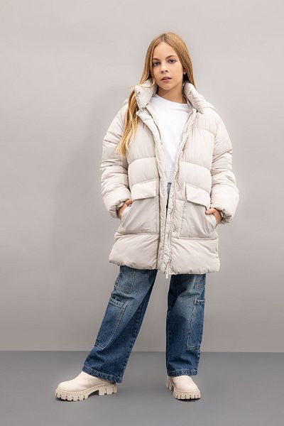 DeFacto Girls Water Repellent Hooded Fleece Lined Parka C8519A824Au