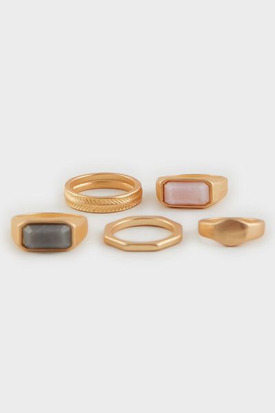 DeFacto Women's 5-Piece Gold Ring E1308Axns