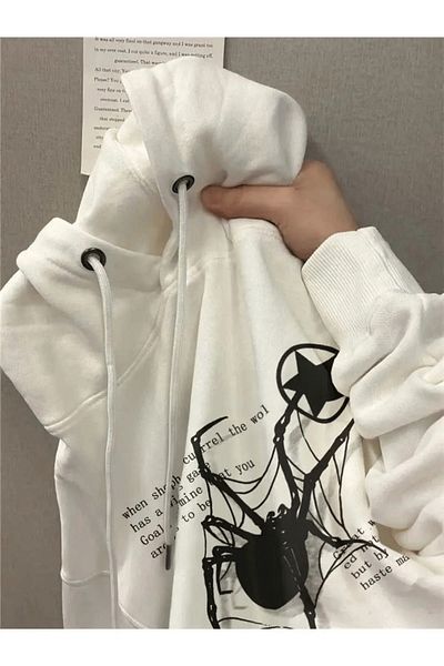 Gofeel Φούτερ με κουκούλα με κουκούλα Spider Web Oversize Unisex