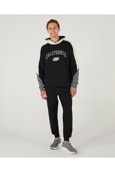 SKECHERS Мъжки суитшърт с качулка от черен полар - S242090-001, стандартна кройка