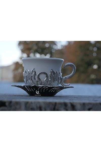 Bilenler White Colored Silver Patterned Zemzem Set for 2