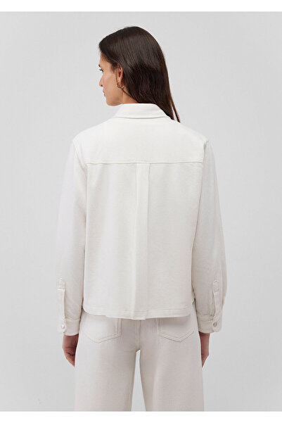 Mavi Cep Detaylı Ekru Gömlek Loose Fit / Bol Rahat Kesim 1210966-70053