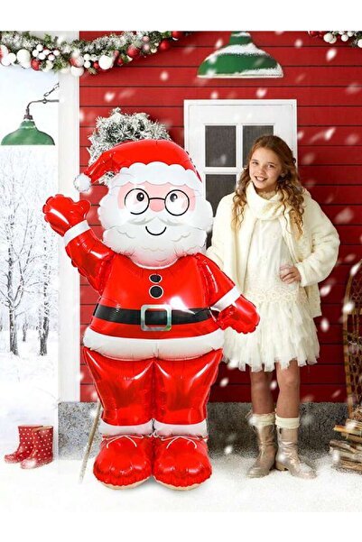 Bkmc Büyük Kırmızı Ayaklı Noel Baba Yılbaşı Folyo Balonu