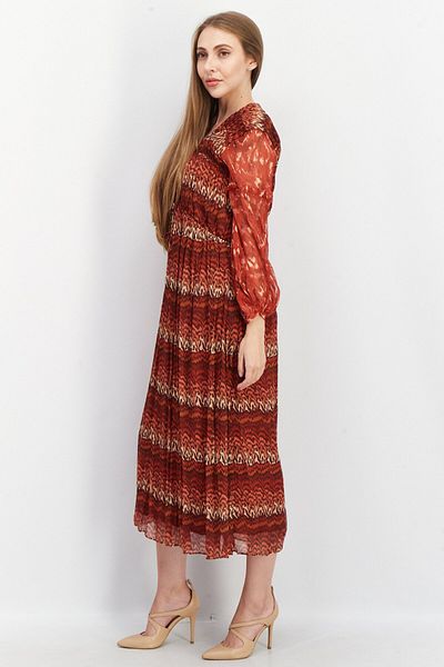 Joie Women Allover Print Midi Dress, Maroon Combo