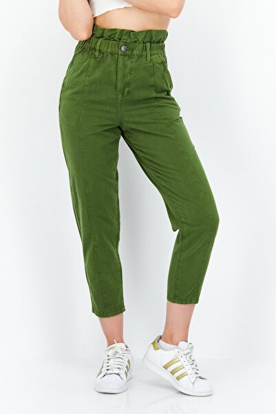 Blank NYC بنطلون نسائي بقصة عادية وخصر مرتفع وساق مستقيمة، زيتوني