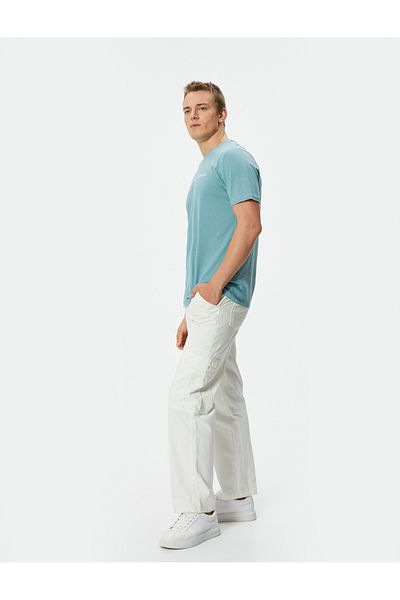 Koton Βαμβακερό μπλουζάκι Crew Neck Slogan Slim Fit