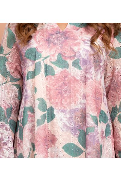 IKKXA Floral Printed Modern Jalabiya CJ1021 Peach