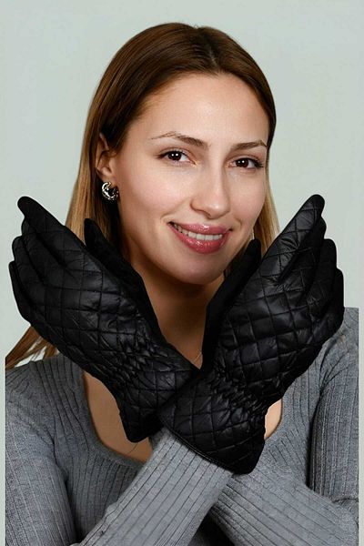 Uniquetrenders Mănuși de damă matlasate, impermeabile, rezistente la frig, din piele artificială, cu ecran tactil