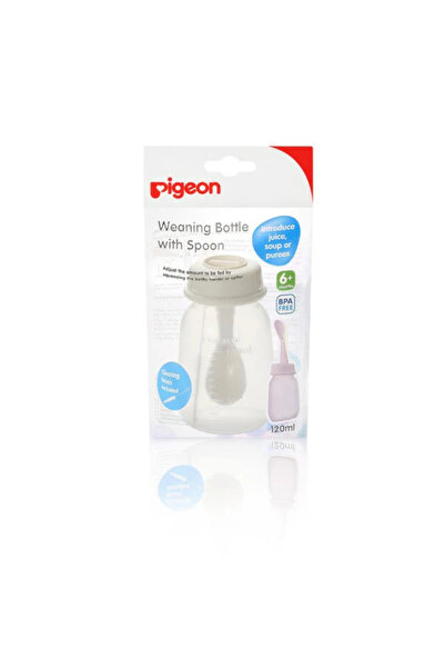 Pigeon Weaning Bottle with Spoon, 6+ Months, 120ml, D328, White